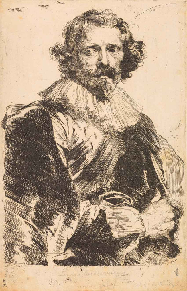 Lucas Vorsterman, Portretul lui Antoon Van Dyck, pictor din Anvers, burin, 25 x 15 cm, Paris, Muzeul Luvru, Departamentul de Arte Grafice