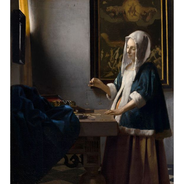 Woman Holding a Balance (1662-64) de Johannes Vermeer (Credit: Galeria Nationala de Arta, Washington, Colectia Widener)